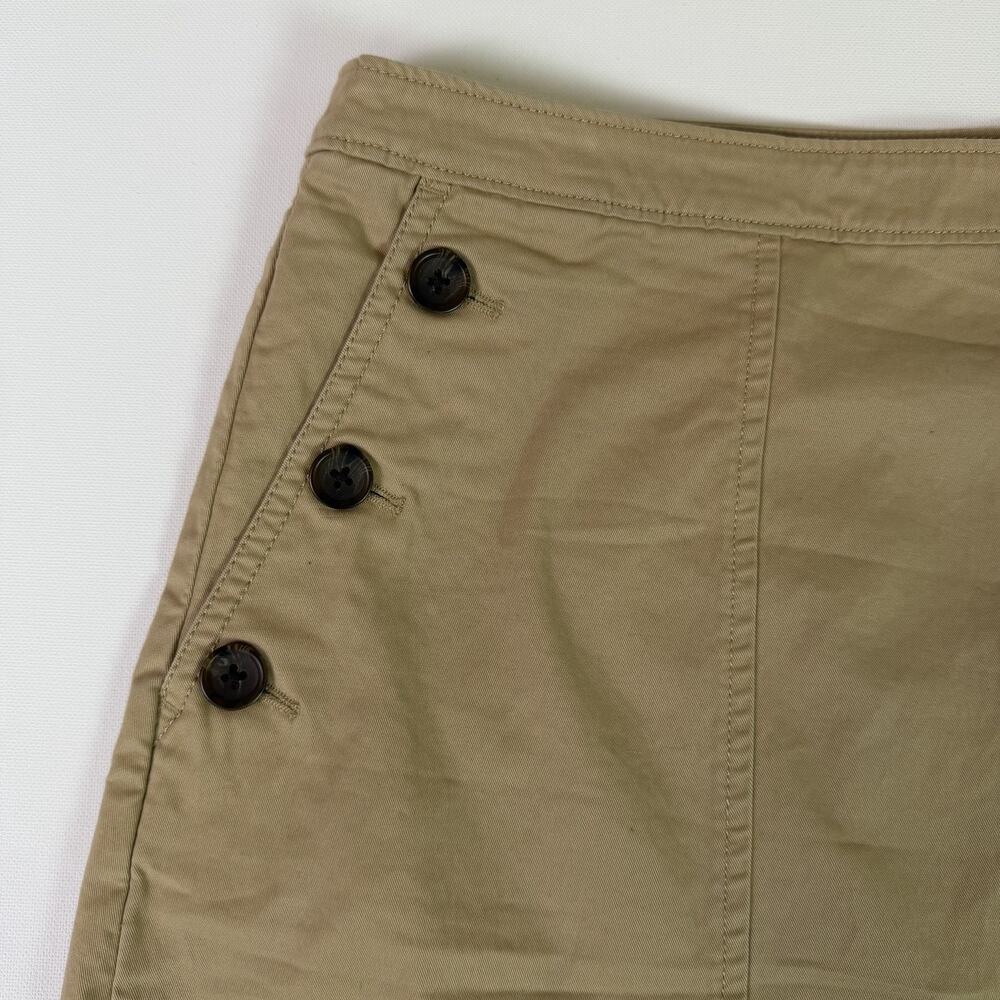 Banana Republic Khaki Denim Skirt Sailor Button Womens 14 Military Safari Preppy